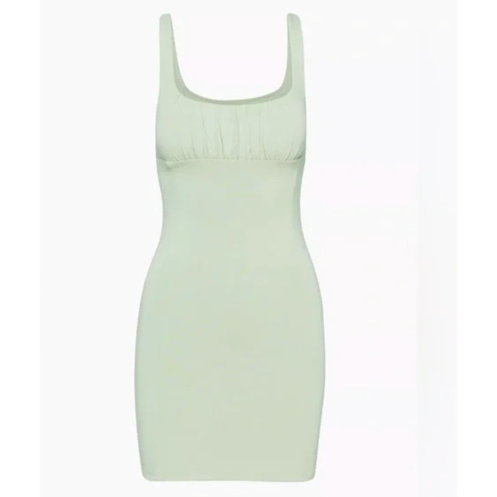 WILFRED FREE Orbit Silver Sage‎ Green Ruched Square Neck Mini Dress XS NWT Short